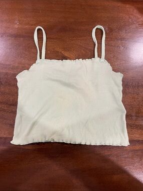 Topshop Cream Ribbed Spaghetti Strap Crop Cami